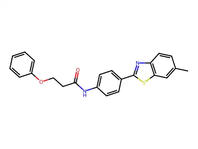N-[4-(6-methyl-1,3-benzothiazol-2-yl)phenyl]-3-phenoxypropanamide structure