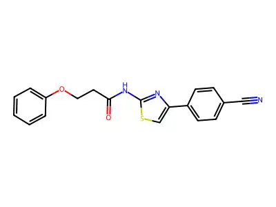 N-[4-(4-cyanophenyl)-1,3-thiazol-2-yl]-3-phenoxypropanamide structure