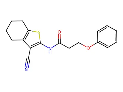 N-(3-cyano-4,5,6,7-tetrahydro-1-benzothiophen-2-yl)-3-phenoxypropanamide structure
