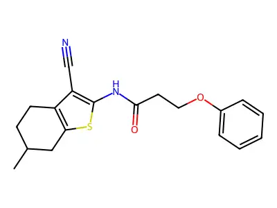 N-(3-cyano-6-methyl-4,5,6,7-tetrahydro-1-benzothiophen-2-yl)-3-phenoxypropanamide structure