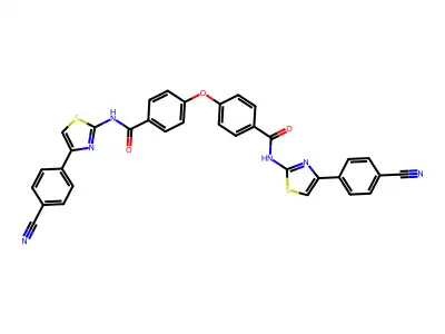 4,4'-oxybis(N-(4-(4-cyanophenyl)thiazol-2-yl)benzamide) structure