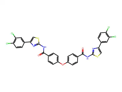 4,4'-oxybis(N-(4-(3,4-dichlorophenyl)thiazol-2-yl)benzamide) structure