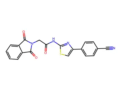 N-(4-(4-cyanophenyl)thiazol-2-yl)-2-(1,3-dioxoisoindolin-2-yl)acetamide structure