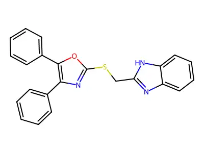 2-(((1H-benzo[d]imidazol-2-yl)methyl)thio)-4,5-diphenyloxazole structure