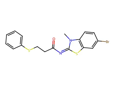 (E)-N-(6-bromo-3-methylbenzo[d]thiazol-2(3H)-ylidene)-3-(phenylthio)propanamide structure