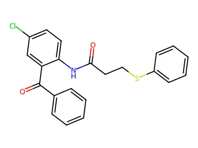N-(2-benzoyl-4-chlorophenyl)-3-(phenylthio)propanamide structure