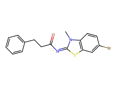 N-(6-bromo-3-methyl-1,3-benzothiazol-2-ylidene)-3-phenylpropanamide structure