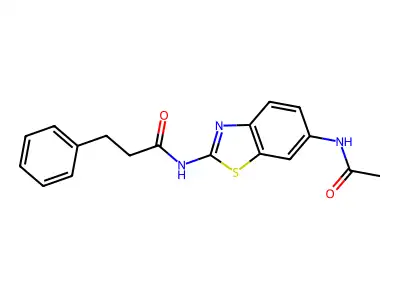 N-(6-acetamido-1,3-benzothiazol-2-yl)-3-phenylpropanamide structure