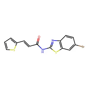 (2E)-N-(6-bromo-1,3-benzothiazol-2-yl)-3-(thiophen-2-yl)prop-2-enamide structure