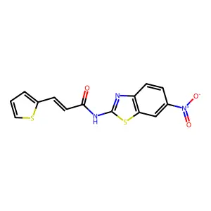 (E)-N-(6-nitro-1,3-benzothiazol-2-yl)-3-thiophen-2-ylprop-2-enamide structure