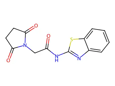 N-(1,3-benzothiazol-2-yl)-2-(2,5-dioxopyrrolidin-1-yl)acetamide structure