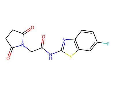 2-(2,5-dioxopyrrolidin-1-yl)-N-(6-fluoro-1,3-benzothiazol-2-yl)acetamide structure