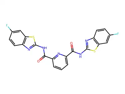 N2,N6-bis(6-fluorobenzo[d]thiazol-2-yl)pyridine-2,6-dicarboxamide structure