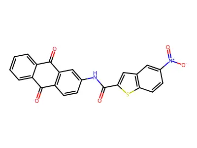 N-(9,10-dioxo-9,10-dihydroanthracen-2-yl)-5-nitro-1-benzothiophene-2-carboxamide structure