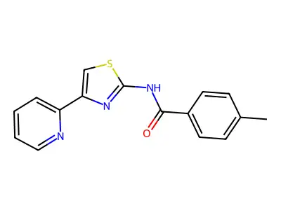 4-methyl-N-[4-(2-pyridyl)thiazol-2-yl]benzamide structure