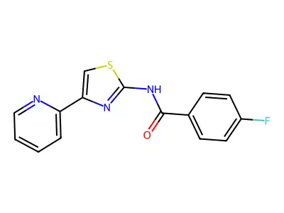 4-fluoro-N-[4-(2-pyridyl)thiazol-2-yl]benzamide structure