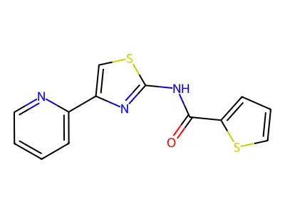 N-[4-(pyridin-2-yl)-1,3-thiazol-2-yl]thiophene-2-carboxamide structure