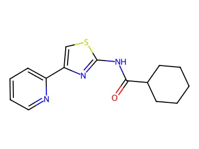 N-[4-(pyridin-2-yl)-1,3-thiazol-2-yl]cyclohexanecarboxamide structure
