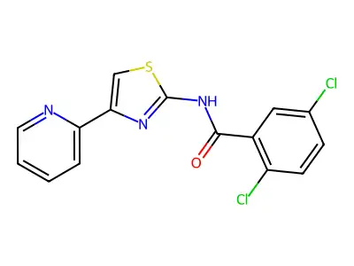 2,5-dichloro-N-(4-(pyridin-2-yl)thiazol-2-yl)benzamide structure