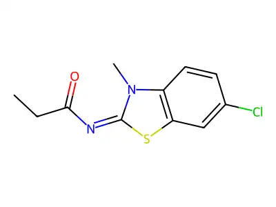 N-(6-chloro-3-methyl-1,3-benzothiazol-2-ylidene)propanamide structure