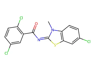 2,5-dichloro-N-(6-chloro-3-methyl-1,3-benzothiazol-2-ylidene)benzamide structure