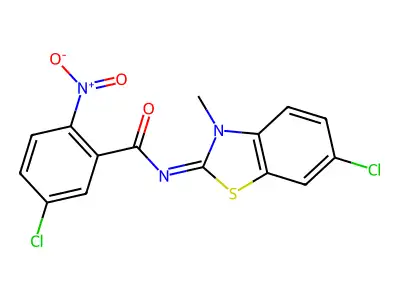 (Z)-5-chloro-N-(6-chloro-3-methylbenzo[d]thiazol-2(3H)-ylidene)-2-nitrobenzamide structure
