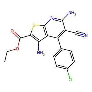 Ethyl 3,6-diamino-4-(4-chlorophenyl)-5-cyanothieno[2,3-b]pyridine-2-carboxylate structure