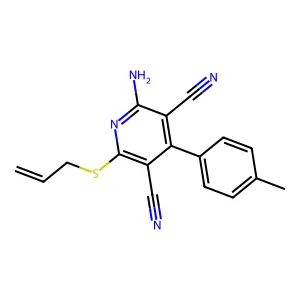 2-(Allylthio)-6-amino-4-(p-tolyl)pyridine-3,5-dicarbonitrile structure