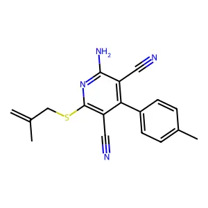 2-amino-4-(4-methylphenyl)-6-(2-methylprop-2-enylsulfanyl)pyridine-3,5-dicarbonitrile structure