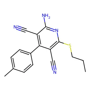 2-Amino-6-(propylthio)-4-(p-tolyl)pyridine-3,5-dicarbonitrile structure
