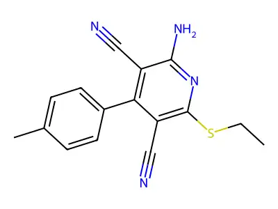 2-Amino-6-(ethylsulfanyl)-4-(4-methylphenyl)pyridine-3,5-dicarbonitrile structure