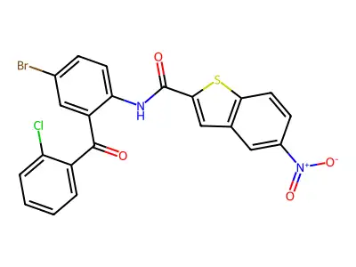 N-[4-bromo-2-(2-chlorobenzoyl)phenyl]-5-nitro-1-benzothiophene-2-carboxamide structure