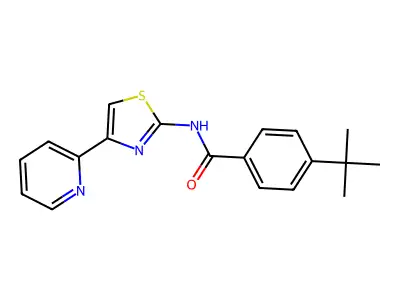 4-(tert-butyl)-N-(4-(pyridin-2-yl)thiazol-2-yl)benzamide structure