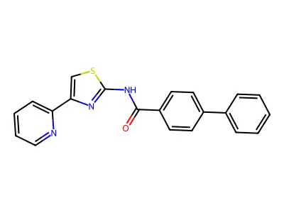 N-(4-(pyridin-2-yl)thiazol-2-yl)-[1,1'-biphenyl]-4-carboxamide structure