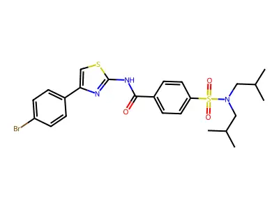 4-[bis(2-methylpropyl)sulfamoyl]-N-[4-(4-bromophenyl)-1,3-thiazol-2-yl]benzamide structure