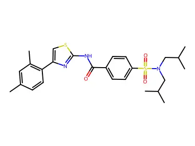 4-[bis(2-methylpropyl)sulfamoyl]-N-[4-(2,4-dimethylphenyl)-1,3-thiazol-2-yl]benzamide structure