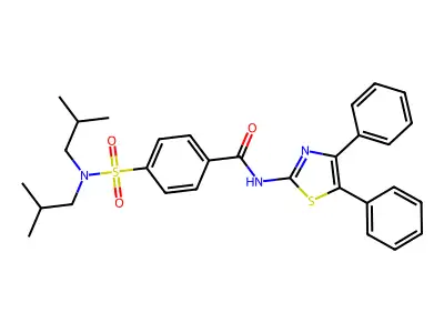 4-[bis(2-methylpropyl)sulfamoyl]-N-(4,5-diphenyl-1,3-thiazol-2-yl)benzamide structure