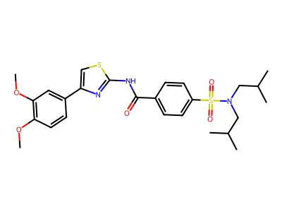 4-[bis(2-methylpropyl)sulfamoyl]-N-[4-(3,4-dimethoxyphenyl)-1,3-thiazol-2-yl]benzamide structure