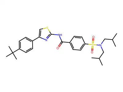 4-[bis(2-methylpropyl)sulfamoyl]-N-[4-(4-tert-butylphenyl)-1,3-thiazol-2-yl]benzamide structure