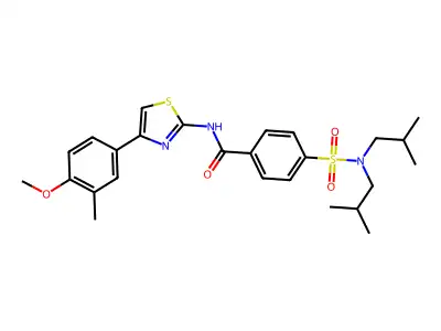 4-[bis(2-methylpropyl)sulfamoyl]-N-[4-(4-methoxy-3-methylphenyl)-1,3-thiazol-2-yl]benzamide structure