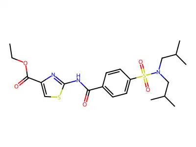 ethyl 2-(4-(N,N-diisobutylsulfamoyl)benzamido)thiazole-4-carboxylate structure