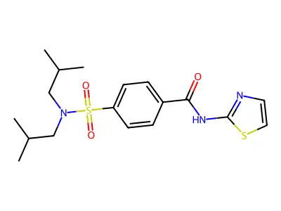 4-[bis(2-methylpropyl)sulfamoyl]-N-(1,3-thiazol-2-yl)benzamide structure