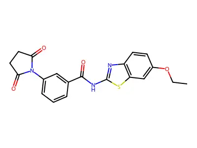 3-(2,5-dioxopyrrolidin-1-yl)-N-(6-ethoxy-1,3-benzothiazol-2-yl)benzamide structure