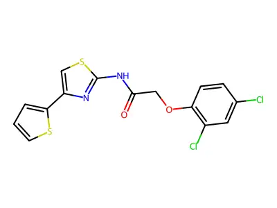 2-(2,4-dichlorophenoxy)-N-(4-(thiophen-2-yl)thiazol-2-yl)acetamide structure