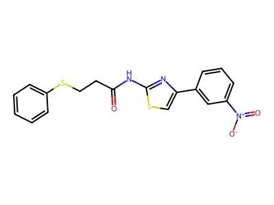 N-(4-(3-nitrophenyl)thiazol-2-yl)-3-(phenylthio)propanamide structure