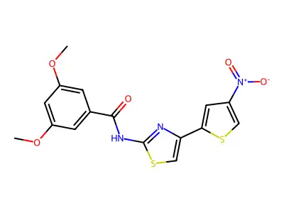 3,5-dimethoxy-N-[4-(4-nitrothiophen-2-yl)-1,3-thiazol-2-yl]benzamide structure