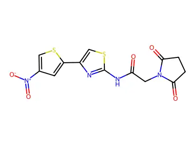 2-(2,5-dioxopyrrolidin-1-yl)-N-[4-(4-nitrothiophen-2-yl)-1,3-thiazol-2-yl]acetamide structure