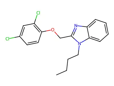1-butyl-2-((2,4-dichlorophenoxy)methyl)-1H-benzo[d]imidazole structure
