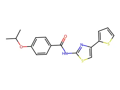 4-isopropoxy-N-(4-(thiophen-2-yl)thiazol-2-yl)benzamide structure