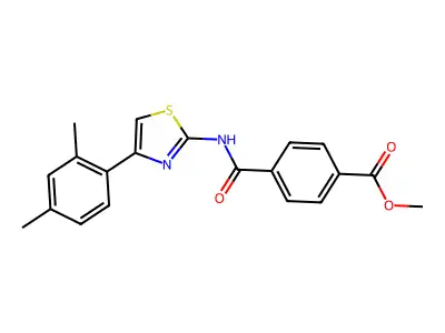 Methyl 4-{[4-(2,4-dimethylphenyl)-1,3-thiazol-2-yl]carbamoyl}benzoate structure